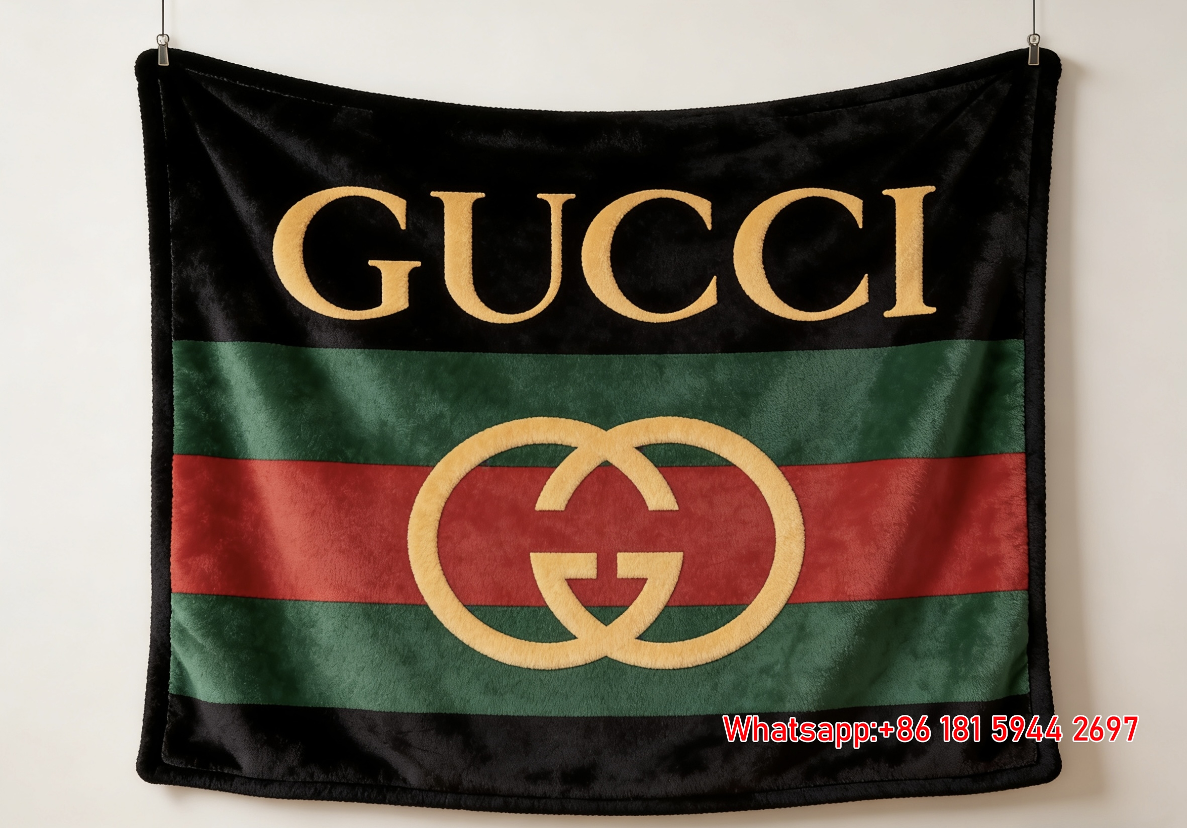 Gucci Web Stripe GG Logo Flannel Fleece Blanket – Wall Hanging Decor throw blankets IMG_2545